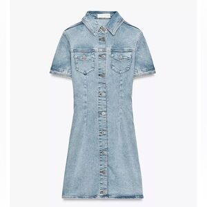 Denim Mini Dress, Light Blue, Zara, M, NWT